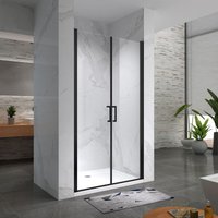 I-flair Duschtür, schwarze Duschabtrennung aus 6 mm durchsichtigem esg Sicherheitsglas Breite: 101-104 cm - Höhe: 180 cm von IFLAIR