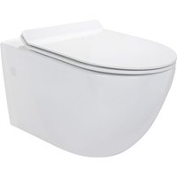 Toilette Hänge WC inkl. WC Sitz mit Absenkautomatik SOFTCLOSE + abnehmbar Carapelle L - Weiß von I-FLAIR