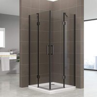 i-flair Duschkabine Celine mit Eckeinstieg Eckduschkabine aus durchsichtigem ESG Sicherheitsglas 180 cm hoch mit schwarzen Aluprofilen DK73 80x80 cm von IFLAIR