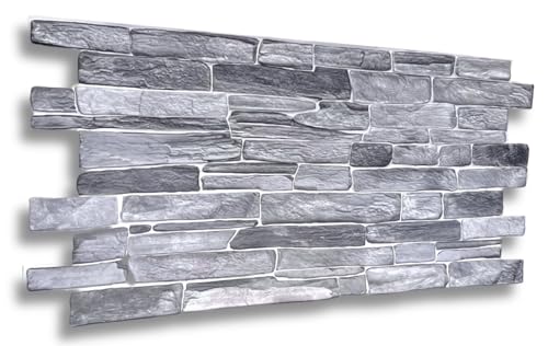 12m² 3D PVC Paneele Stein Optik 28 Stück Wandpaneele Wandverkleidung Decke Deckenpaneele PVC-Verkleidung Wandtatto Fliesen Imitat 90x48cm (Grau CPVC01) von I K H E MALARKA