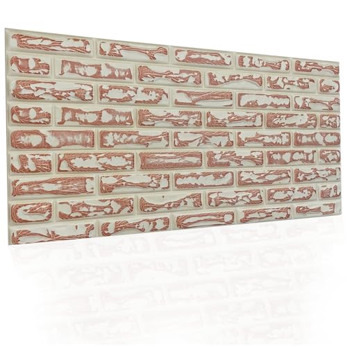 3D Paneele Ziegeloptik aus Polystyrol Styropor XPS, Deckenpaneele Steinoptik Backstein Wandpaneele, Dekoren Ziegel Imitat, 3mm stärke 100x50cm 3m² - 6 Stück (Rot - Beige) von I K H E MALARKA