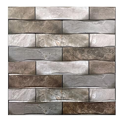 I K H E MALARKA 10 Stück - 0,9m², 3D Tapeten Paneele EPE - Schaum PVC SELBSTKLEBEND Wandpaneele Steinoptik Wasserdicht Wandverkleidung Steintapete Aufkleber 30x30cm (Braun JM-WP545) von I K H E MALARKA