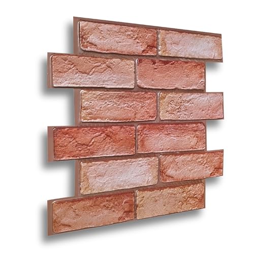 I K H E MALARKA 10 Stück - 0,9m², 3D Tapeten Paneele EPE - Schaum PVC SELBSTKLEBEND Wandpaneele Steinoptik Wasserdicht Wandverkleidung Steintapete Aufkleber 30x30cm (Rot Natur JM-WP540) von I K H E MALARKA