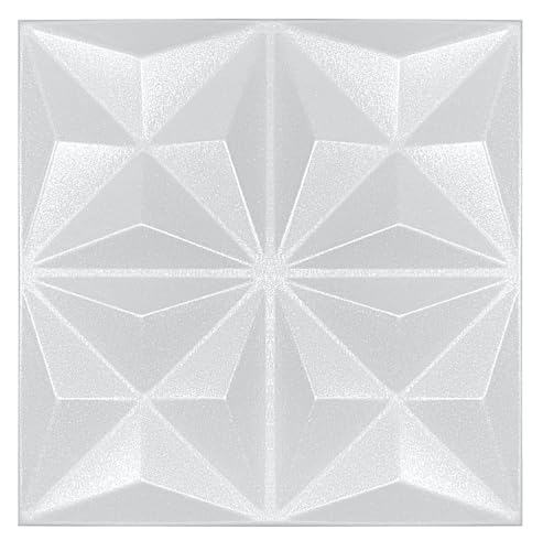 3D Paneele, Polystyrol Paneele, Deckenpaneele, 3D Wandpaneele, Dekoren, Decken - Origami Wandverkleidung, 3mm dick - 50x50cm / ‎‎4m² - 16 Stück (Weiß 01) von I K H E Malarka
