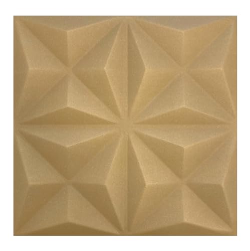 3D Paneele, Polystyrol Paneele, Deckenpaneele, 3D Wandpaneele, Dekoren, Decken - Origami Wandverkleidung, 3mm dick - 50x50cm / ‎‎8m² - 32 Stück (Beige 01) von I K H E Malarka