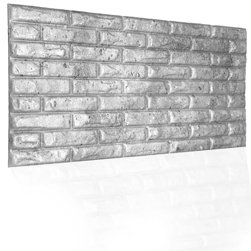 3D Paneele Ziegeloptik aus Polystyrol Styropor XPS, Deckenpaneele Steinoptik Backstein Wandpaneele, Dekoren Ziegel Imitat, 3mm stärke 100x50cm 6m² - 12 Stück (Grau Betonlook) von I K H E Malarka