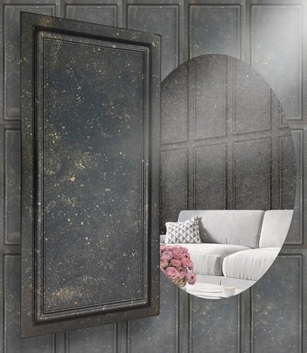 3D Wandpaneele aus XPS Polystyrol Styropor – Schwarz Gold Beton - Klassische Wand- & Deckenverkleidung in Rahmenoptik, Betonoptik – 100x50cm von I K H E Malarka