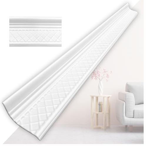 Stuckleisten aus XPS Polystyrol – weiße Deckenleisten 1m – Leisten für Deckenstuck & Wanddeko – leichte dekorative Zierleisten aus weichem reines Styropor (V02-08) 20 Stück - 20 Meter von I K H E Malarka