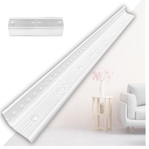 Stuckleisten aus XPS Polystyrol – weiße Deckenleisten 1m – Leisten für Deckenstuck & Wanddeko – leichte dekorative Zierleisten aus weichem reines Styropor (V03-08) 20 Stück - 20 Meter von I K H E Malarka