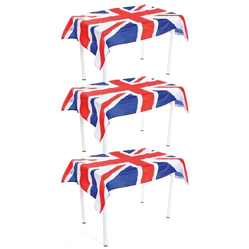 I LOVE FANCY DRESS Tischdecke mit Union Jack-Flagge, 90 cm x 91 cm, Polyester, mit Aufdruck der Union Jack-Flagge – King's Coronation Street Party Tischdecke Geschirr Dekoration von I LOVE FANCY DRESS