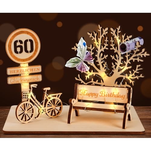 I LOVE MOM Geldgeschenk Geburtstag Holz, Fahrrad Geschenk, DIY Dreidimensionale Bäume Sitzbank Deko Zahlen für Geschenke, Hochzeiten, Partys, Geburtstage, Jubiläum (GYY-60) von I LOVE MOM