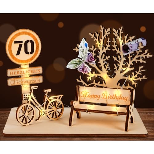 I LOVE MOM Geldgeschenk Geburtstag Holz, Fahrrad Geschenk, DIY Dreidimensionale Bäume Sitzbank Deko Zahlen für Geschenke, Hochzeiten, Partys, Geburtstage, Jubiläum (GYY-70) von I LOVE MOM