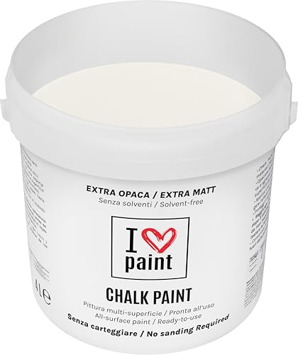 I LOVE CHALK PAINT Antikweiß - OHNE SCHLEIFEN Möbel, Wände und Gegenstände streichen - Lösungsmittelfrei und Formaldehydfrei – Geruchlos und auf Wasserbasis (4 Liter) von I LOVE paint