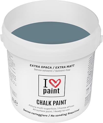 I LOVE CHALK PAINT Ozeanblau - OHNE SCHLEIFEN Möbel, Wände und Gegenstände streichen - Lösungsmittelfrei und Formaldehydfrei – Geruchlos und auf Wasserbasis (4 Liter) von I LOVE paint