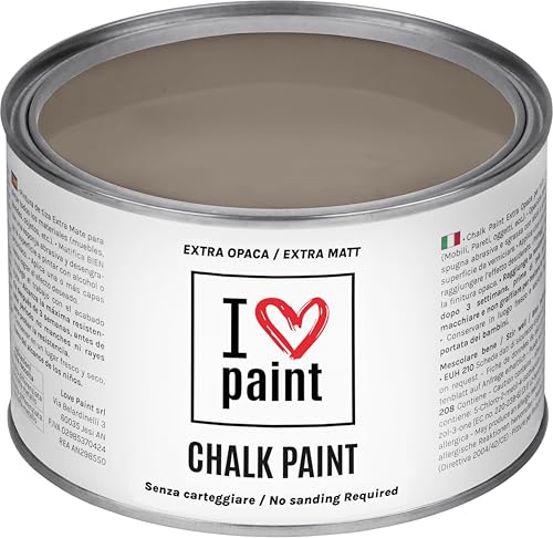 I LOVE CHALK PAINT farbe Taubengrau 375 ml - Kreidefarbe für möbel, wände und gegenstände ohne schleifen - Lösungsmittelfrei und formaldehydfrei - Wasserbasierte dekorationsfarbe mit kreideeffekt von I LOVE paint