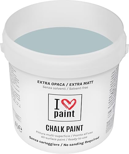 I LOVE CHALK PAINT Zuckerblau - OHNE SCHLEIFEN Möbel, Wände und Gegenstände streichen - Lösungsmittelfrei und Formaldehydfrei – Geruchlos und auf Wasserbasis (4 Liter) von I LOVE paint
