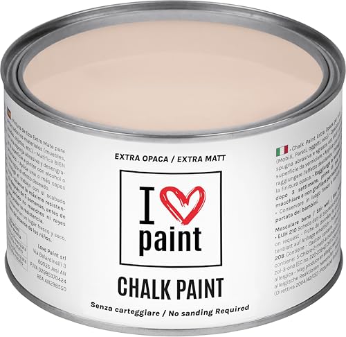 I LOVE CHALK PAINT farbe Antikrosa 375 ml - Kreidefarbe für möbel, wände und gegenstände ohne schleifen - Lösungsmittelfrei und formaldehydfrei - Wasserbasierte dekorationsfarbe mit kreideeffekt von I LOVE paint