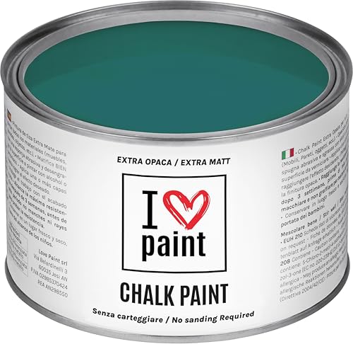 I LOVE CHALK PAINT farbe Petrol 375 ml - Kreidefarbe für möbel, wände und gegenstände ohne schleifen - Lösungsmittelfrei und formaldehydfrei - Wasserbasierte dekorationsfarbe mit kreideeffekt von I LOVE paint