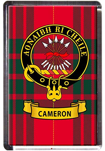 Cameron Clan Tartan Kühlschrankmagnet mit dem Schottischen Clan Wappen auf Klarer Acrylbasis von I LUV LTD