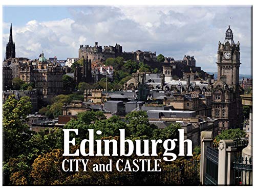 Edinburgh Stadt und Schloss Landschaft Metallischer Kühlschrankmagnet von I LUV LTD