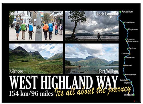 West Highland Way Stein Glencoe Schwarz Montage Landschaft Bild Metallischer Kühlschrankmagnet von I LUV LTD