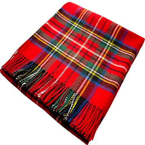 100% Lammwolle Karierte Warme und Weiche Decke Werfen Schottisch Tartan Royal Stewart Reisedecke Plaid Picknick Teppich von I LUV LTD