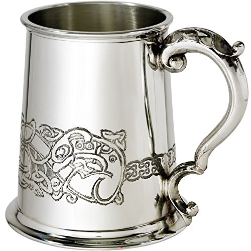 I Luv Ltd Pewter 1 Pint Tankard Celtic Dragon Fine English Pewter Ornate Handle Ideal For Engraving von I LUV LTD
