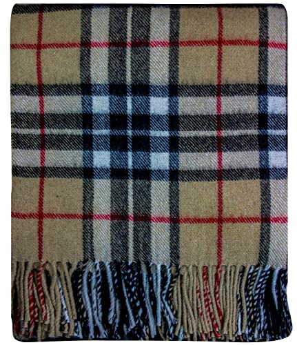 Tartan Blanket Wool Mix Scottish Camel Thompson Tartan 60 x 72 inches von I LUV LTD