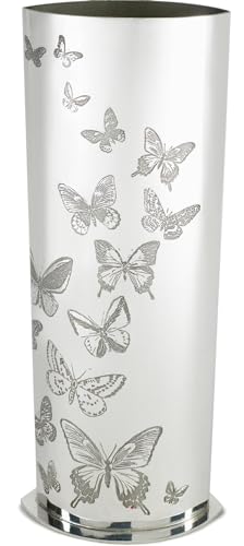 Groß 10 inch Zinn Vase für Blumen Überall mit Schmetterlingsmuster Geprägt Hell Poliert Beenden Wohnaccessoires Lieferung im Karton von I LUV LTD