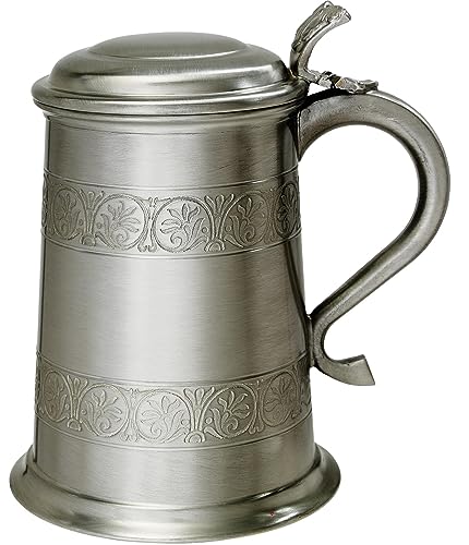Zinn mit Deckel Krug 1 Pint Mittelalterlicher Stil mit Schwanengriff Rein Schwer Messgerät Bier Krug Möglich für Gravur Personalisierte Geschenke für Männer und Frauen von I LUV LTD