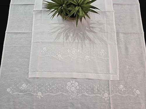 I MAESTRI DEL RICAMO Handbesticktes Handtuch-Set 1+1 Vollstich reine Leinen von I MAESTRI DEL RICAMO