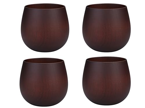 I-MART 4er Set Trinkbecher aus Holz Whiskey Becher (Dunkelbraun) von I-MART