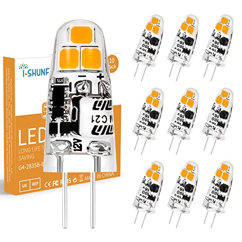 I-SHUNFA 10er Pack G4 1.2W LED Lampen warmweiss 3000K AC/DC 12V LED Birnen ersatz g4 15w halogen Leuchtmittel für Schlafzimmer, Küche, Esszimmer, Büro von I-SHUNFA