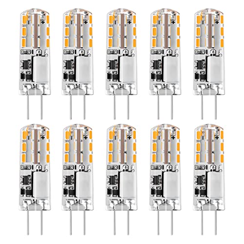 I-SHUNFA G4 LED Lampen warmweiss 3000K 1.24W LED Birnen ersetzt 15W Halogenlampen, 12V AC/DC LED Leuchtmittel, 120LM Kein Flackern Nicht Dimmbar Stiftsockellampe LED G4 Glühbirnen （10er Pack ） von I-SHUNFA