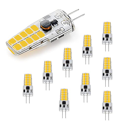 G4 LED Lampen,AC/DC 12-24V G4 LED Birnen,250LM,Naturweiß 4000K,Kein Flackern LED Glühbirne,2W Ersetzt 20W Halogenlampen,kleine LED Stifsockellampen,für Dunstabzugshaube für die Küche,10er Pack von I-SHUNFA