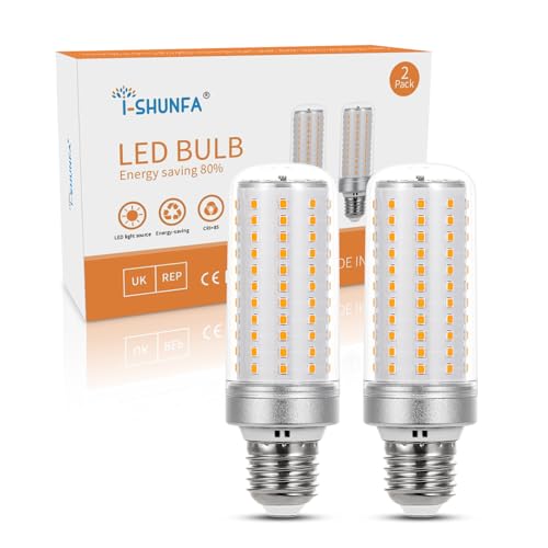 I-SHUNFA E27 LED Maiskolben Lampen 12W 1500LM Warmweiss 3000K AC100-265V LED Mais Birnen Ersatz 120W Glühlampe, Nicht Dimmbar Kerze Schraube Glühbirne（2er-Pack） von I-SHUNFA