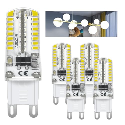 I-SHUNFA G9 LED Lampen 6000 Kelvin Kaltweiß Licht 2.5W-2.8W 210LM Ersatz fr 25W-28W Halogenlampe AC220V Enegiesparende LED kleine Birne nicht dimmbar G9 Glühbirne [5 Stück ] von I-SHUNFA