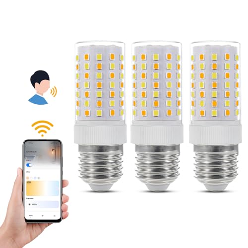 I-SHUNFA Wi-Fi Smart E27 LED glühbirne,7W 800LM,AC 230V stufenlos dimmbar,kaltweiß Warmweiß 2700K-6500K,Kompatibel mit Alexa und Google Home,Kabellose und Sprachsteuerung (3er-Pack) von I-SHUNFA