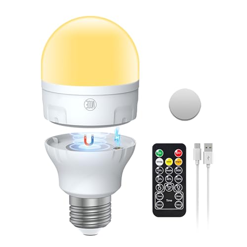 USB-C Aufladbare Glühbirne mit Fernbedienung,AC100-240V E27 LED Lampen 7W,3 Farben Dimmbar Touch Control Wiederaufladbare Glühbirne mit Timer und Batterie,2000mAh Notlicht Mit Magnetische,1 Pack USB-C Aufladbare Glühbirne mit Fernbedienung,AC100-240V E27 LED Lampen 7W,3 Farben Dimmbar Touch Control Wiederaufladbare Glühbirne mit Timer und Batterie,2000mAh Notlicht Mit Magnetische,1 Pack von I-SHUNFA