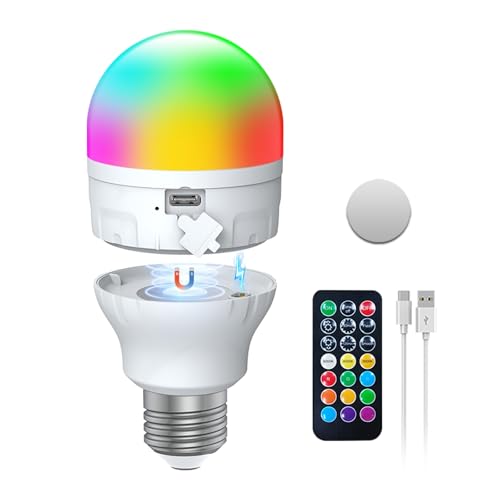 USB-C Aufladbare Glühbirne mit Fernbedienung,AC100-240V E27 LED Lampen 7W,RGBCCT Dimmbar Touch Control Wiederaufladbare Glühbirne mit Timer und Batterie,2000mAh Outdoor Notlicht Mit Magnetische,2 Pack USB-C Aufladbare Glühbirne mit Fernbedienung,AC100-240V E27 LED Lampen 7W,RGBCCT Dimmbar Touch Control Wiederaufladbare Glühbirne mit Timer und Batterie,2000mAh Outdoor Notlicht Mit Magnetische,2 Pack von I-SHUNFA
