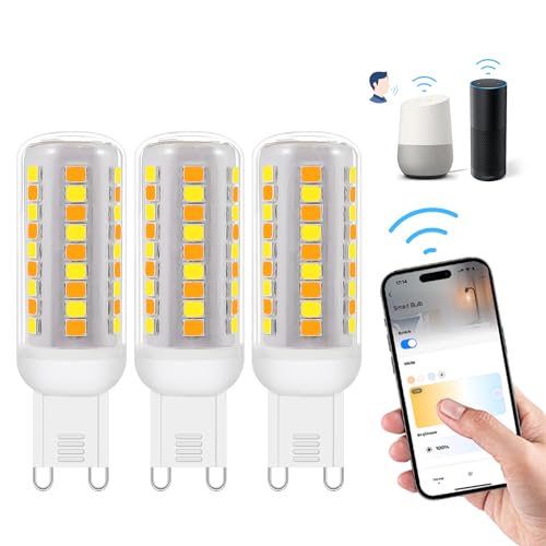 Wi-Fi Smart G9 LED Lampen,Kompatibel mit Alexa /Google Home,AC 230V Stufenlos Dimmbar,2700K-6500K,Helligkeit einstellbar 1%-100%,0.4-4W,40LM-400LM,Timer Funktion G9 Intelligent LED Glühbirne,3er Pack von I-SHUNFA