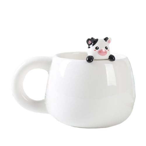 I-TOTAL® - Keramiktasse mit Tiermotiv aus Keramik am Rand, Tasse für Tee oder Kaffee (COW) von I-TOTAL