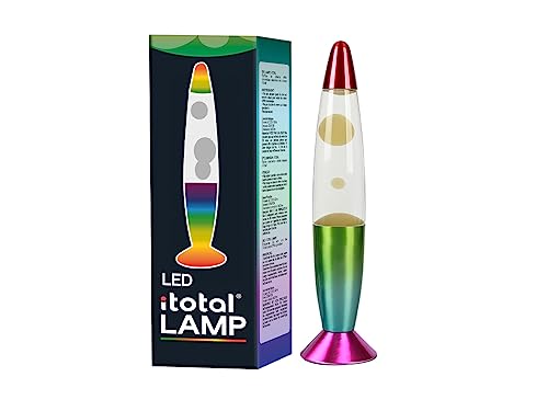 I-TOTAL - Lámpara de lava LED roja cambia de color base rainbow, cera blanca von I-TOTAL