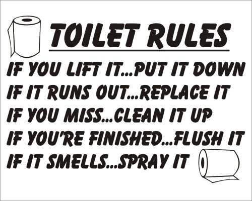 Badezimmer-Aufkleber / Sticker, Toiletten-Regeln, in englischer Sprache von I'm Only Saying