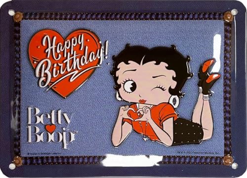 I&S / Les collections rétro Metallschild, Relief, 20 x 15 cm, Betty Boop Betty Boop Happy Birthday von I&S / Les collections rétro