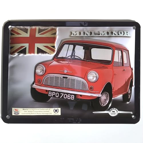 I&S / Les collections rétro Metallschild, Relief, 20 x 15 cm, Mini Morris Mini Morris, Rot von I&S / Les collections rétro