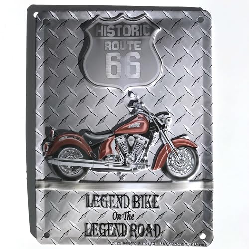 I&S / Les collections rétro Metallschild, Relief, 20 x 15 cm, Route 66 The Road that built america von I&S / Les collections rétro