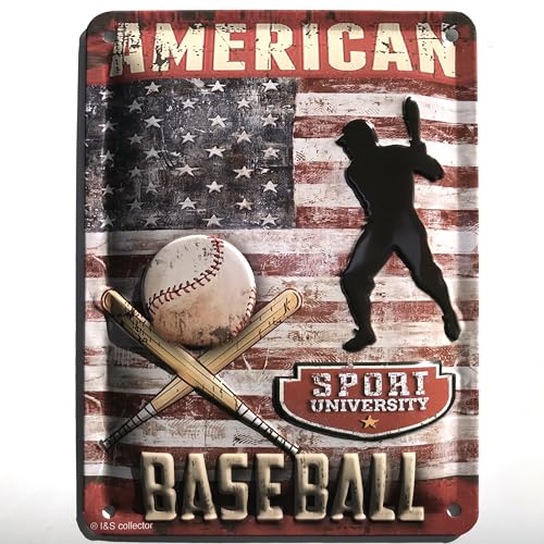 I&S / Les collections rétro Metallschild, Relief, 20 x 15 cm, Sport University US Base Ball von I&S / Les collections rétro