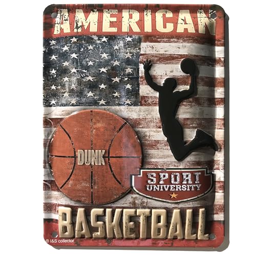 I&S / Les collections rétro Metallschild, Relief, 20 x 15 cm, Sport University US Basketball von I&S / Les collections rétro