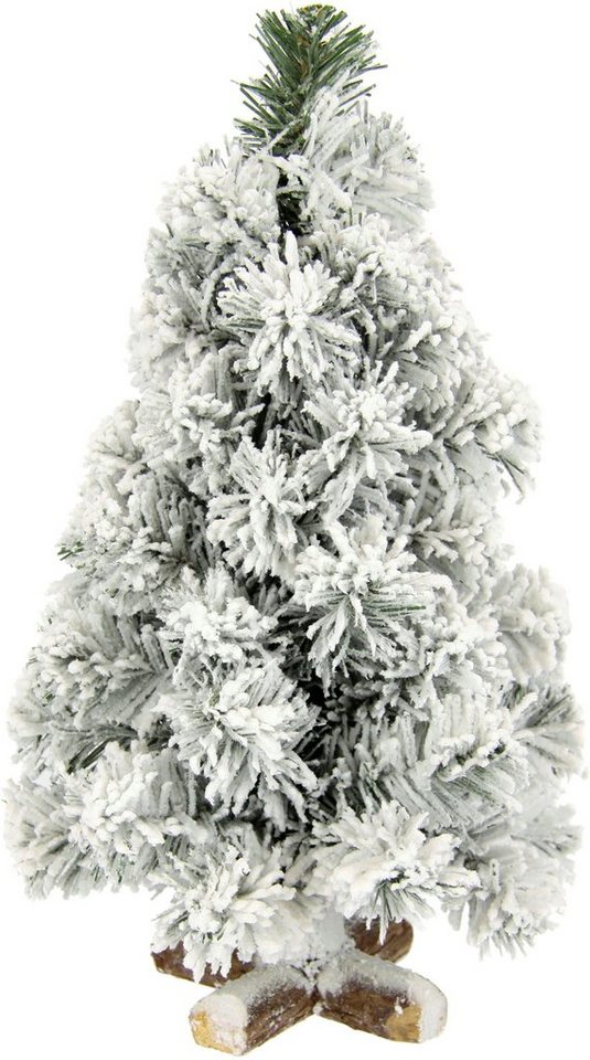 I.GE.A. Dekobaum Weihnachtsdeko, Weihnachtsbaum (1 St), Tannenbaum auf Holzfuß mit Kunstschnee 38 cm von I.GE.A.